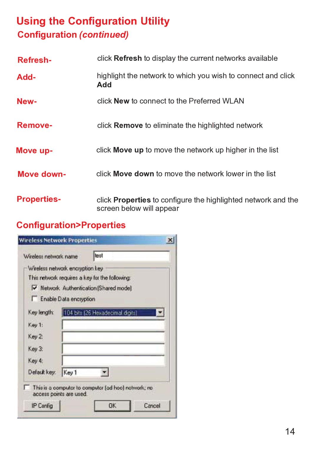 D-Link dwl-ab520 manual Using the Configuration Utility, ConfigurationProperties 