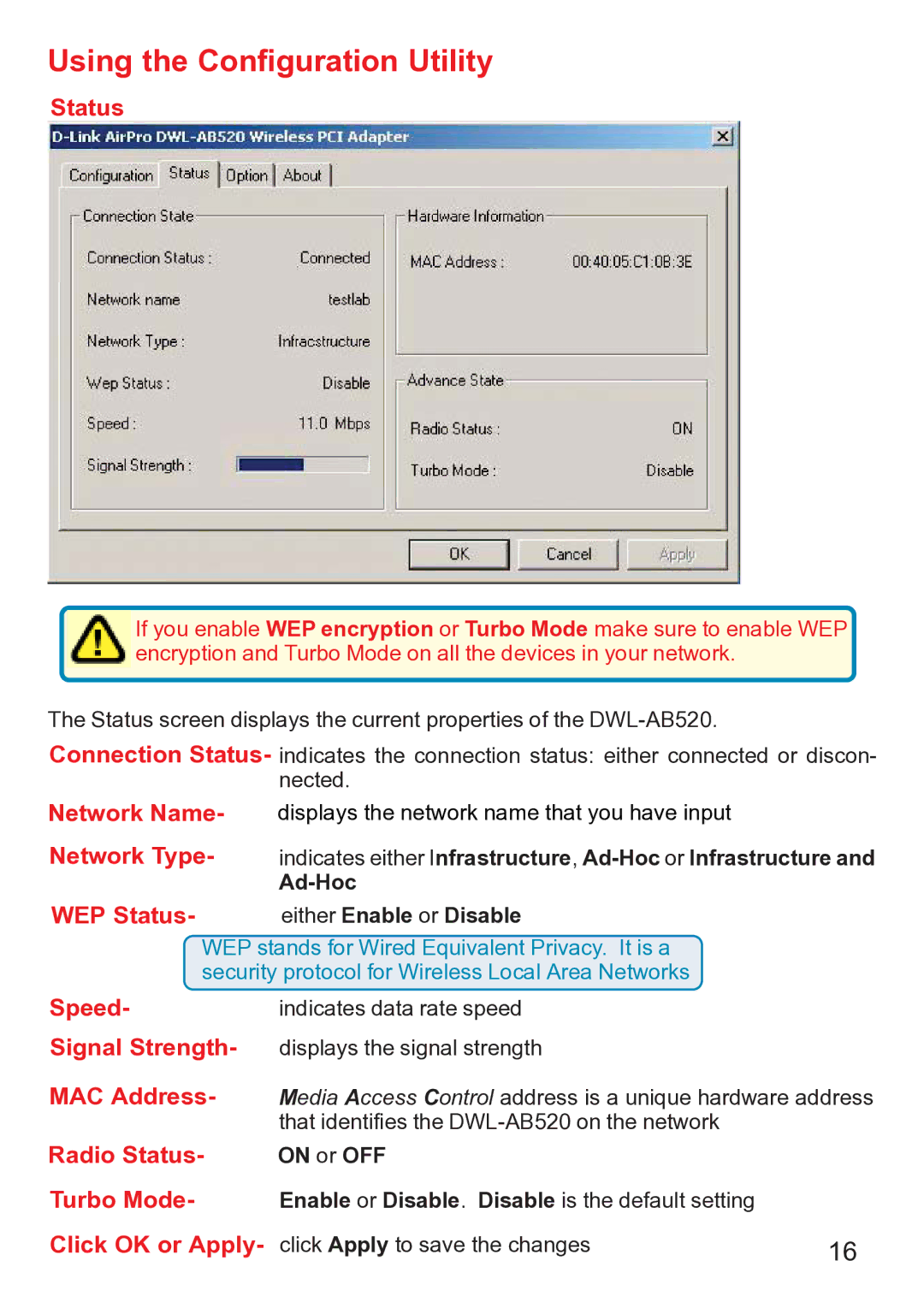 D-Link dwl-ab520 manual Network Name 