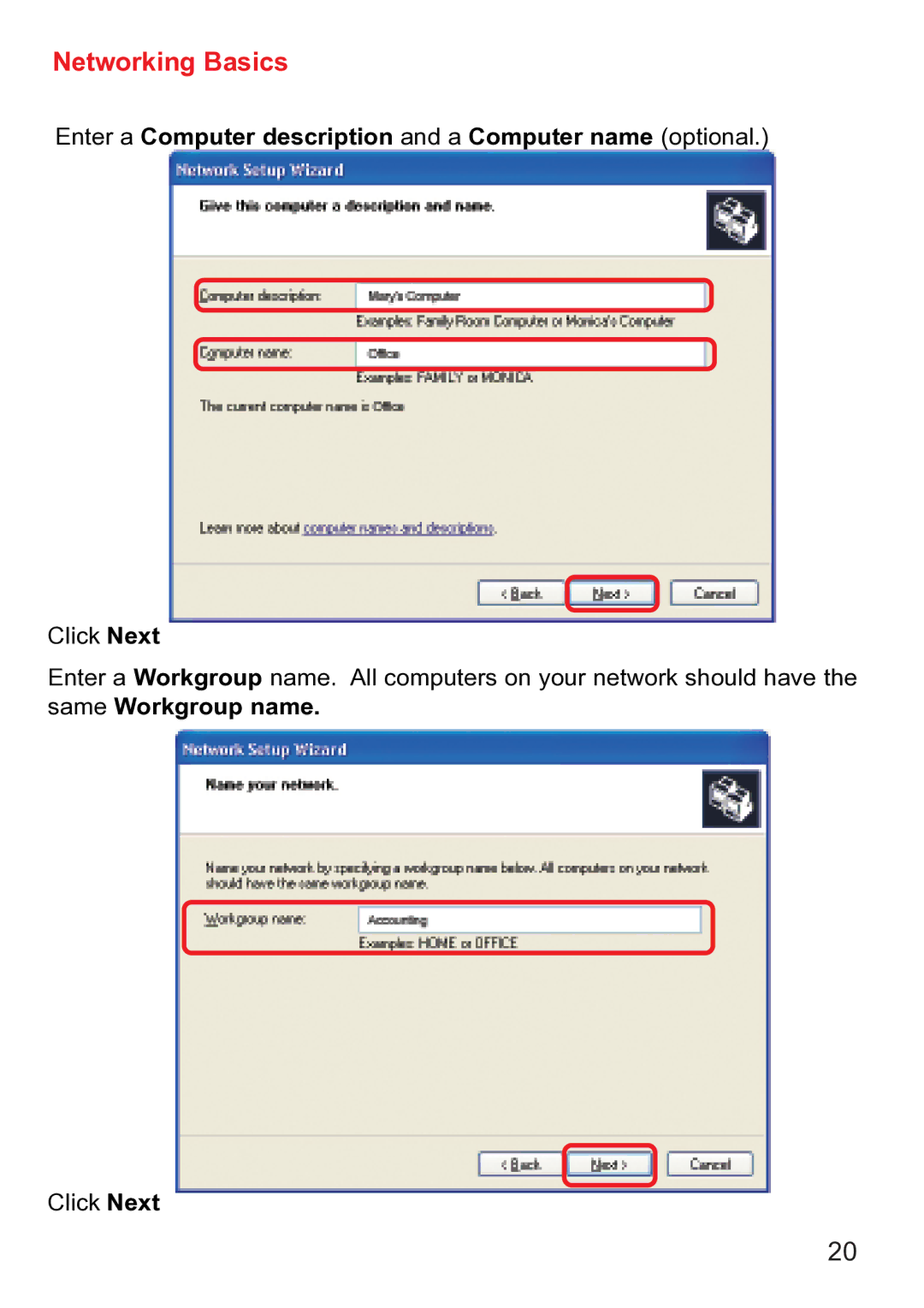 D-Link dwl-ab520 manual Enter a Computer description and a Computer name optional 