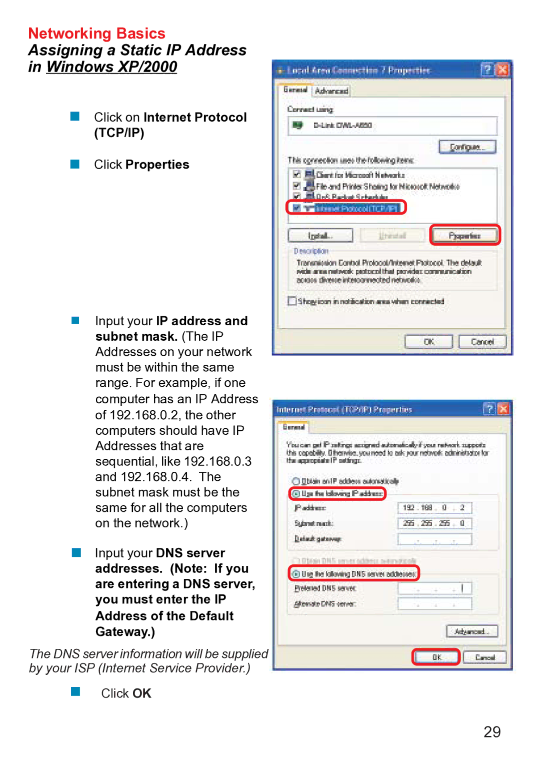 D-Link dwl-ab520 manual Assigning a Static IP Address Windows XP/2000 