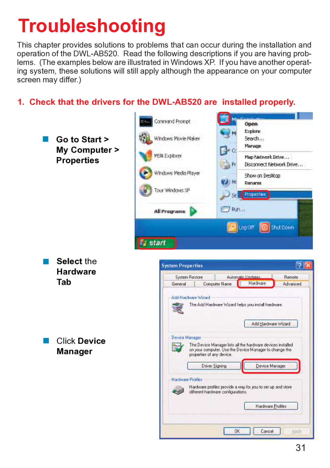 D-Link dwl-ab520 manual Troubleshooting 