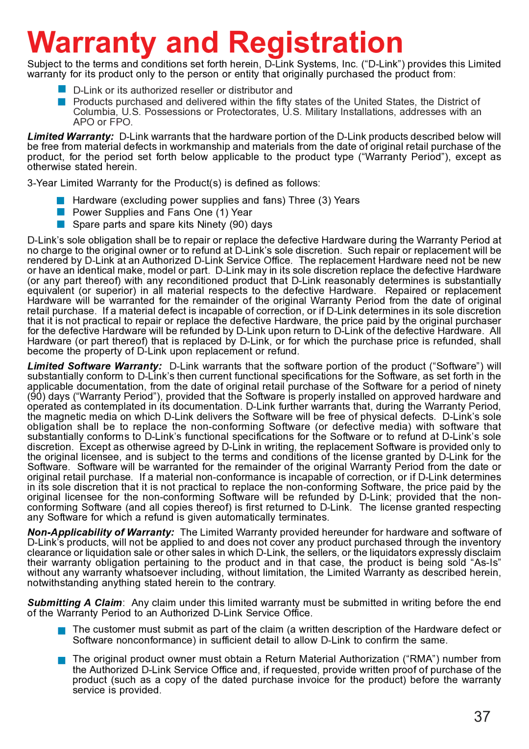 D-Link dwl-ab520 manual Warranty and Registration 