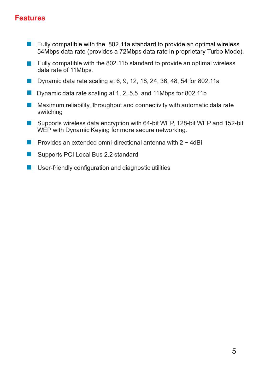 D-Link dwl-ab520 manual Features 