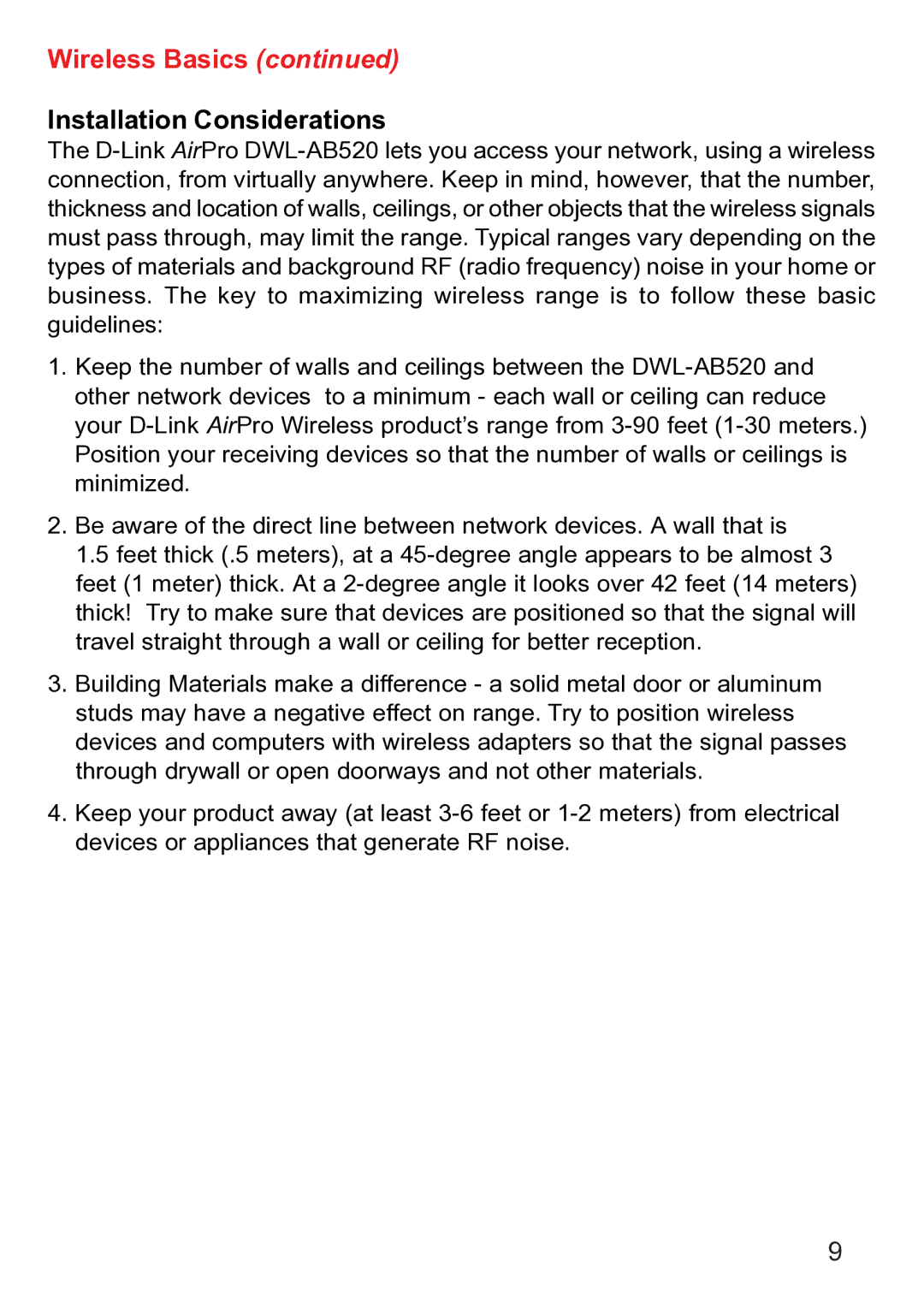 D-Link dwl-ab520 manual Installation Considerations 