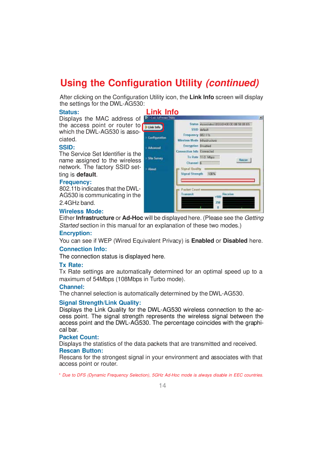 D-Link DWL-AG530 manual Using the Configuration Utility 