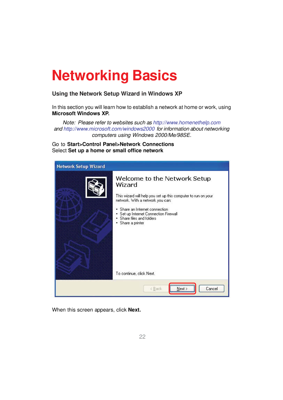 D-Link DWL-AG530 manual Networking Basics, Microsoft Windows XP 