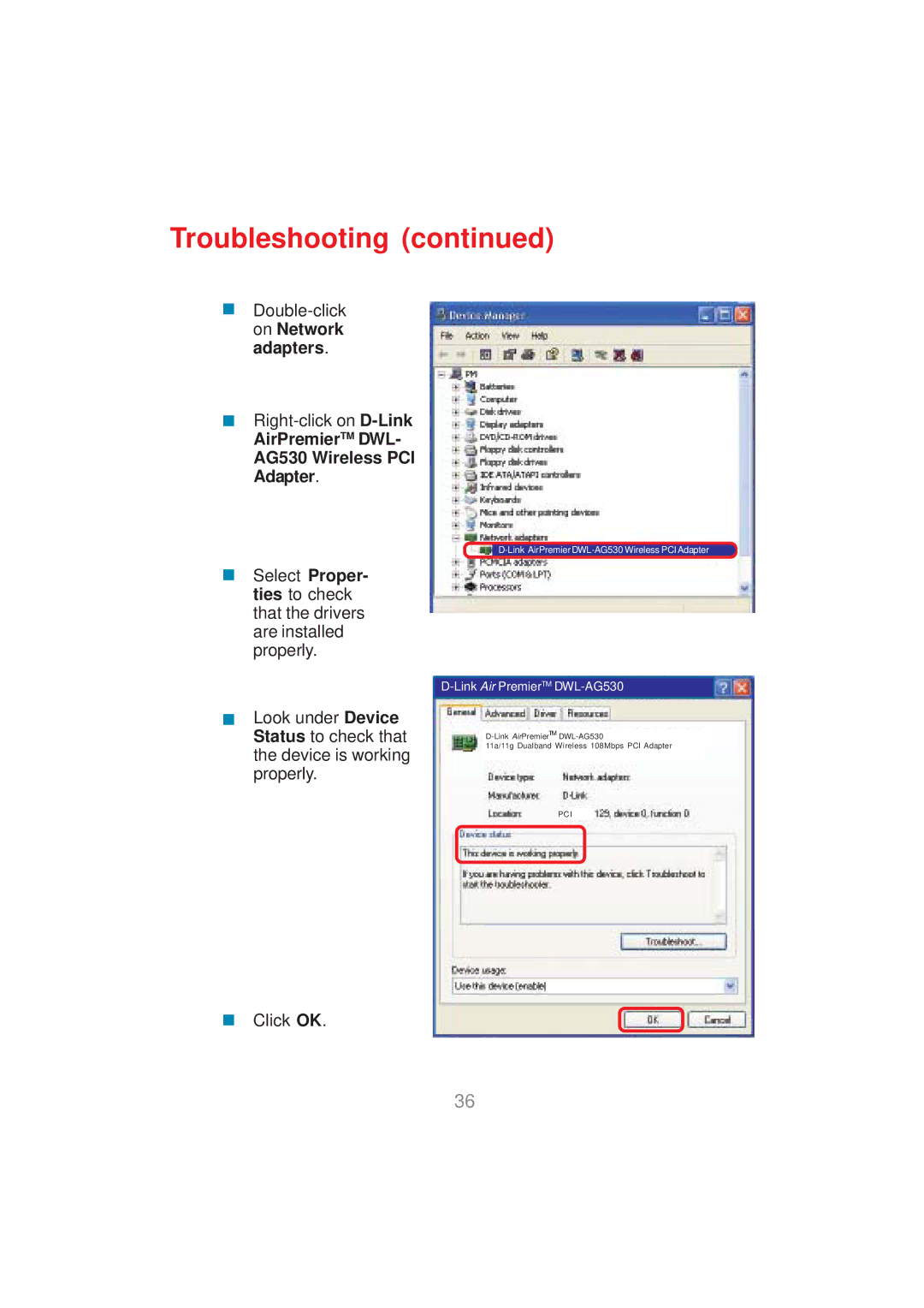 D-Link DWL-AG530 manual Troubleshooting 