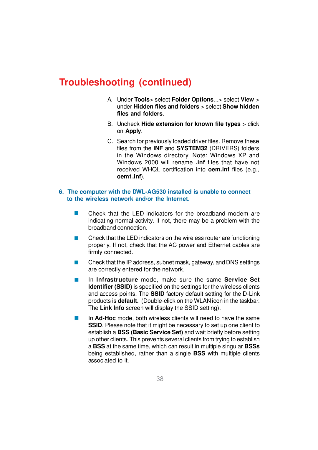 D-Link DWL-AG530 manual Uncheck Hide extension for known file types click on Apply 