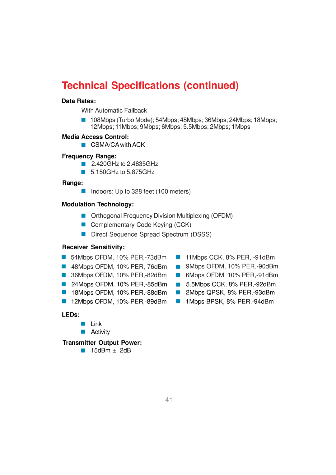 D-Link DWL-AG530 manual Technical Specifications 