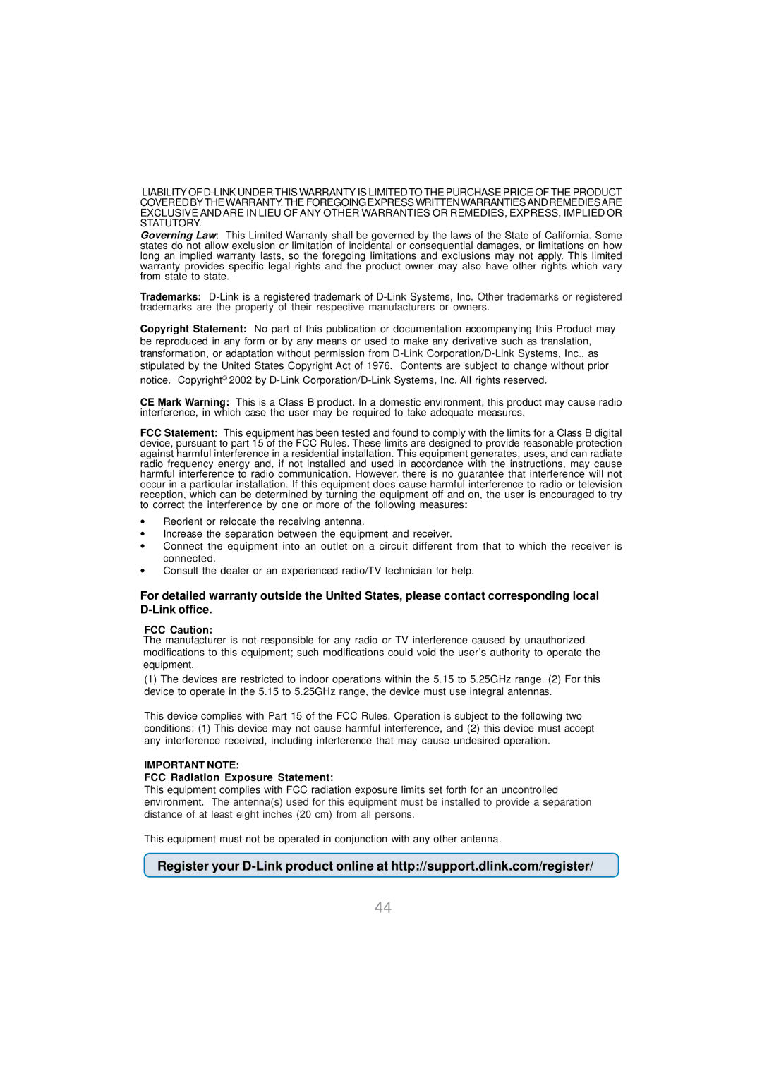 D-Link DWL-AG530 manual Important Note 