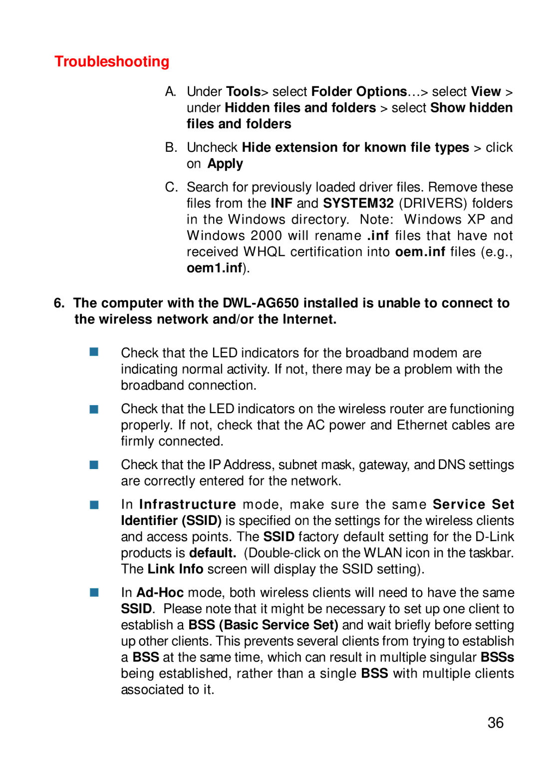 D-Link DWL-AG650 manual Uncheck Hide extension for known file types click on Apply 