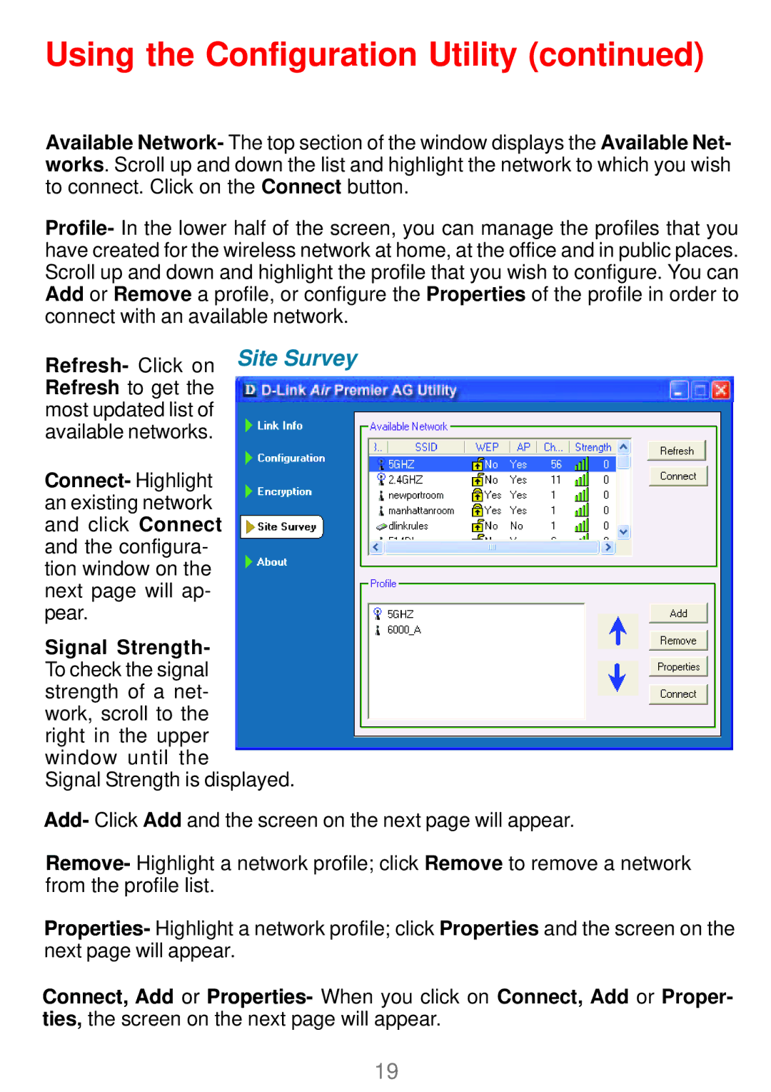 D-Link DWL-AG660 manual Refresh- Click on Site Survey 