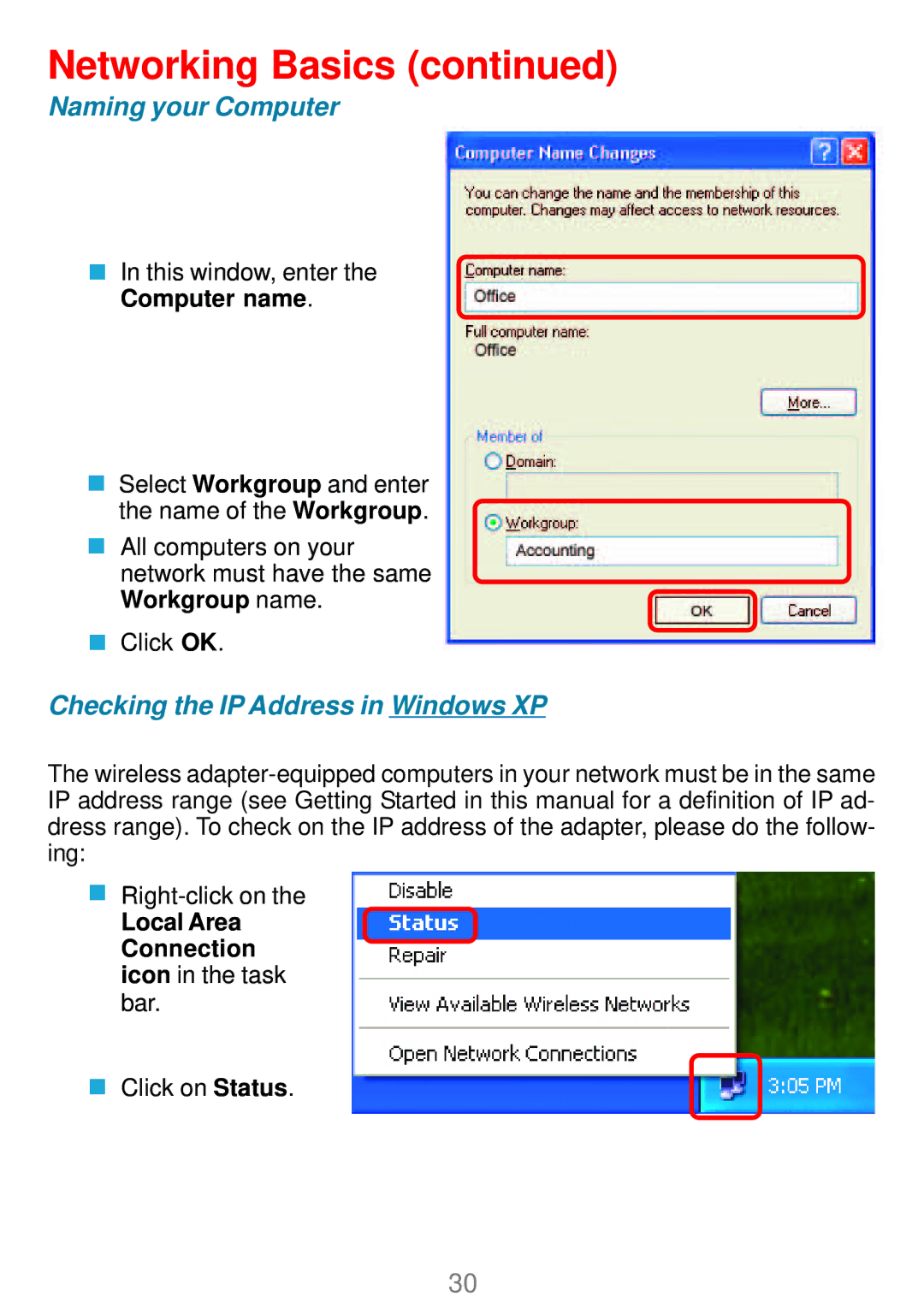 D-Link DWL-AG660 manual Checking the IP Address in Windows XP 