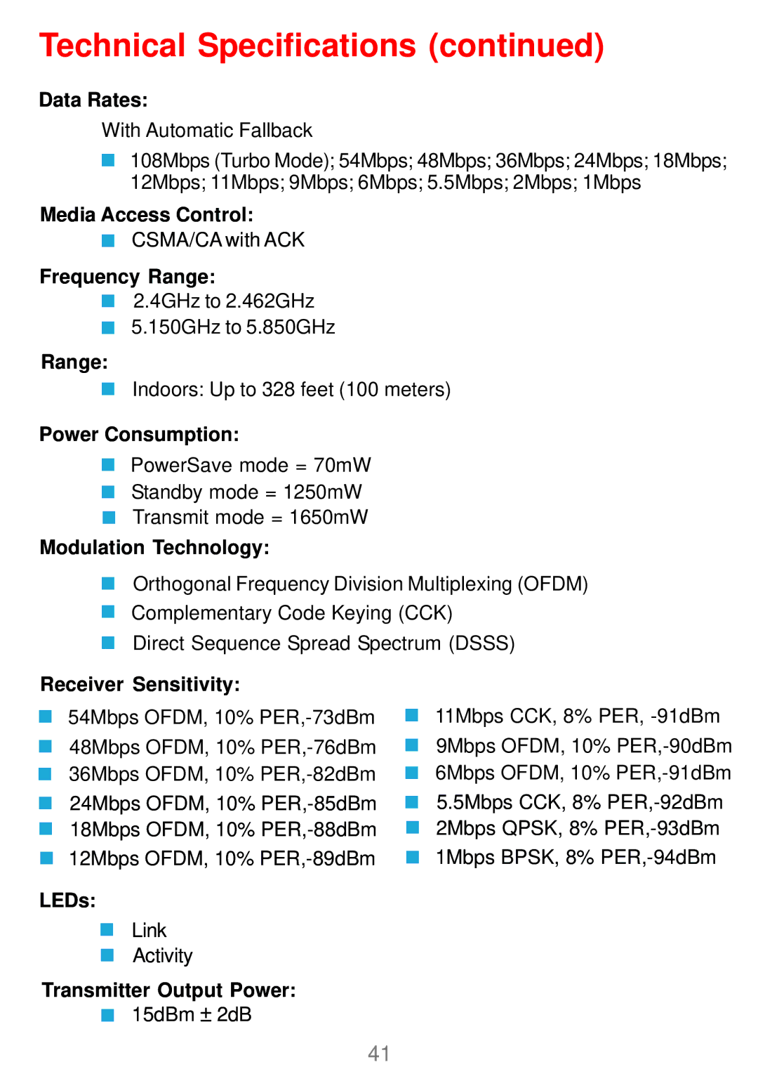 D-Link DWL-AG660 manual Technical Specifications 