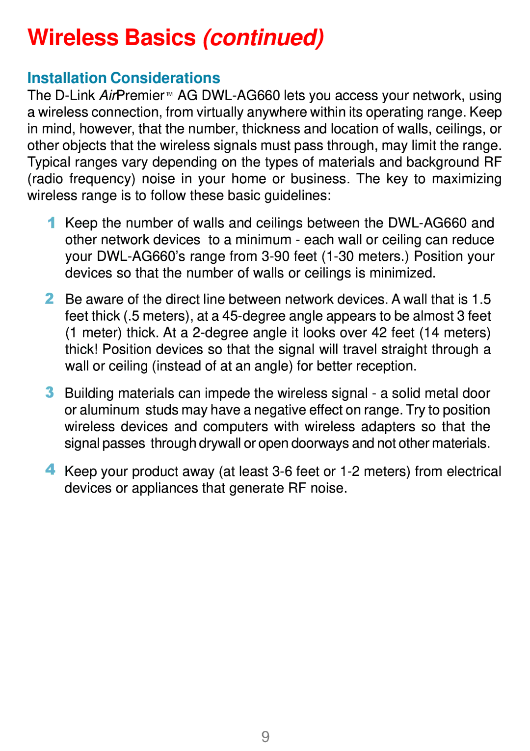 D-Link DWL-AG660 manual Installation Considerations 