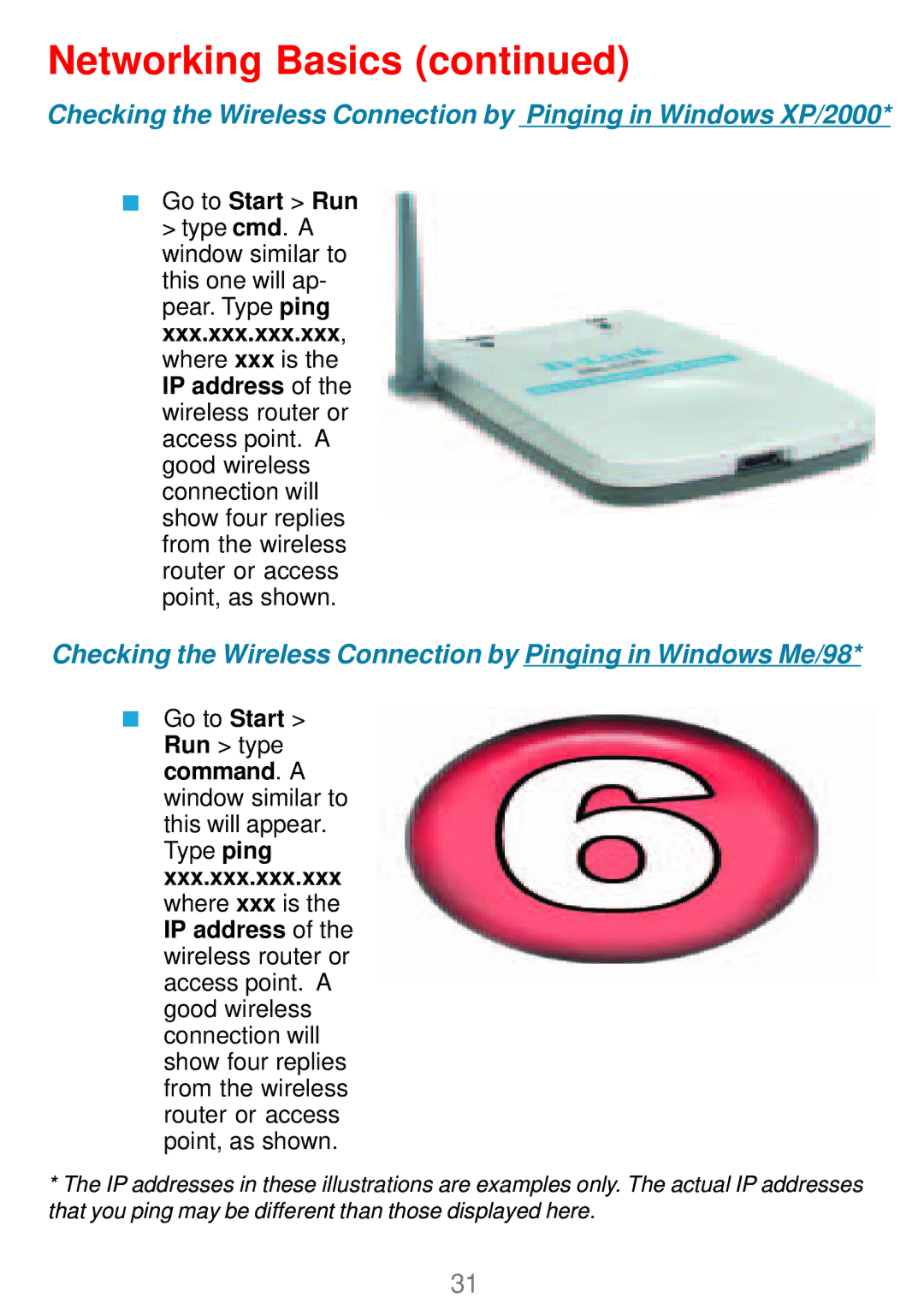 D-Link DWL-G120 manual Checking the Wireless Connection by Pinging in Windows Me/98 