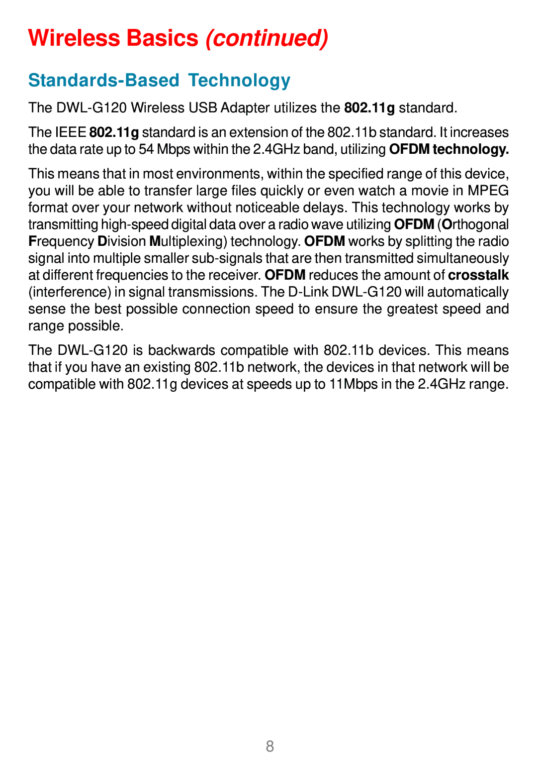 D-Link DWL-G120 manual Standards-Based Technology 