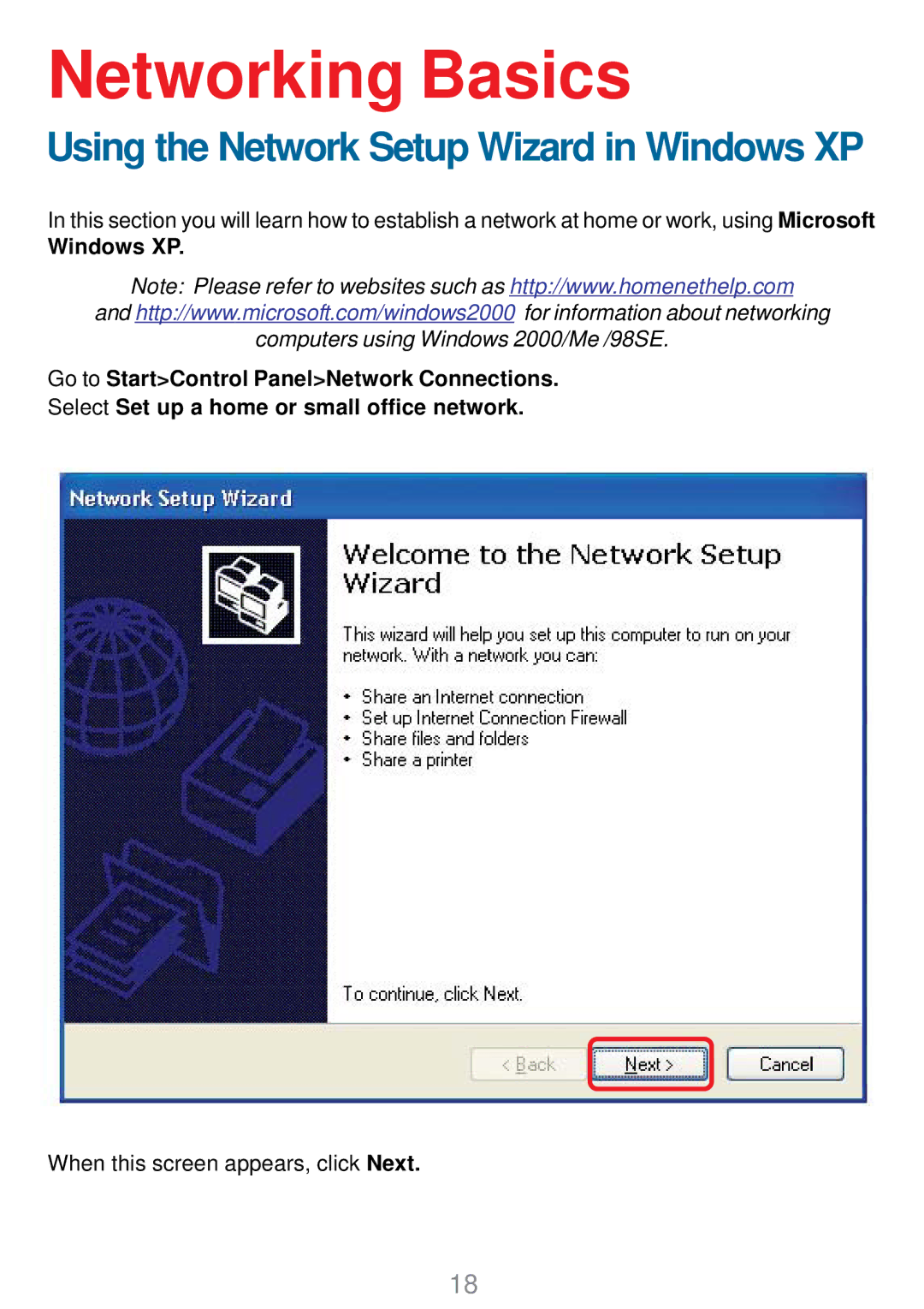 D-Link DWL-G510 manual Networking Basics, Windows XP 