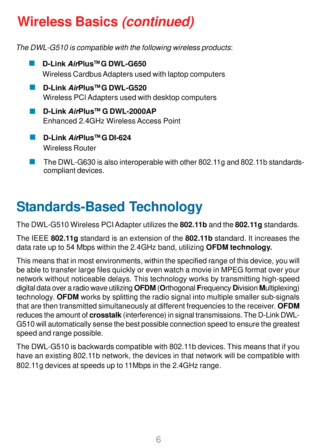 D-Link DWL-G510 manual Wireless Basics, Link AirPlusTM G DWL-G650, Link AirPlusTM G DWL-G520 