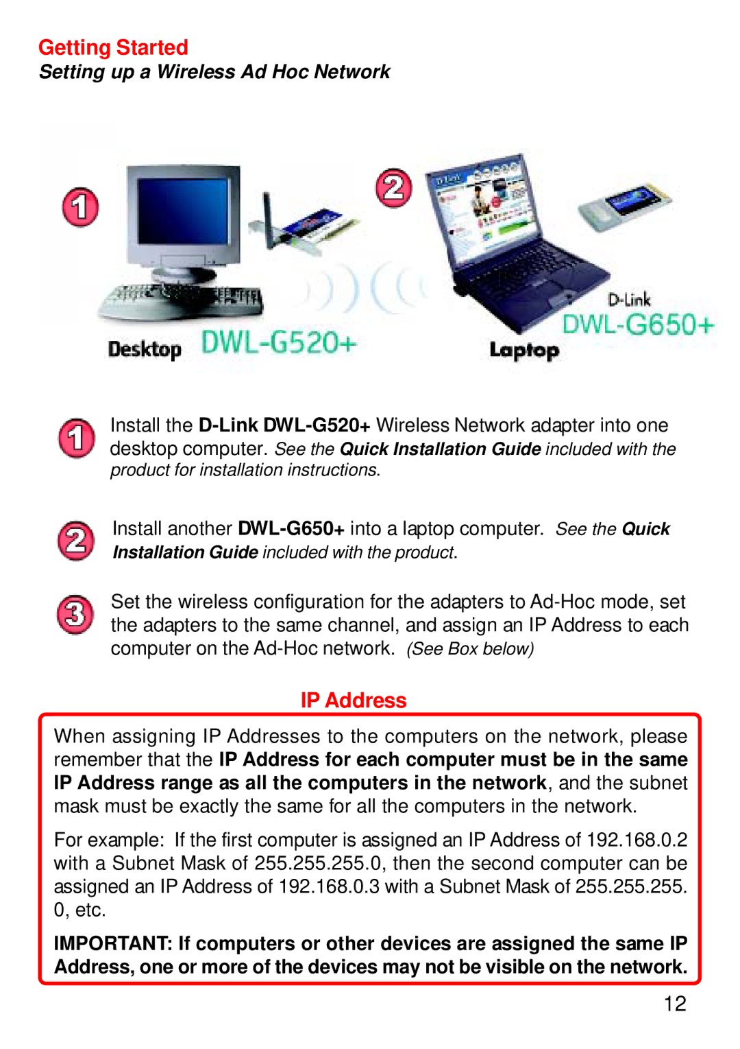 D-Link DWL-G520+ manual IP Address 