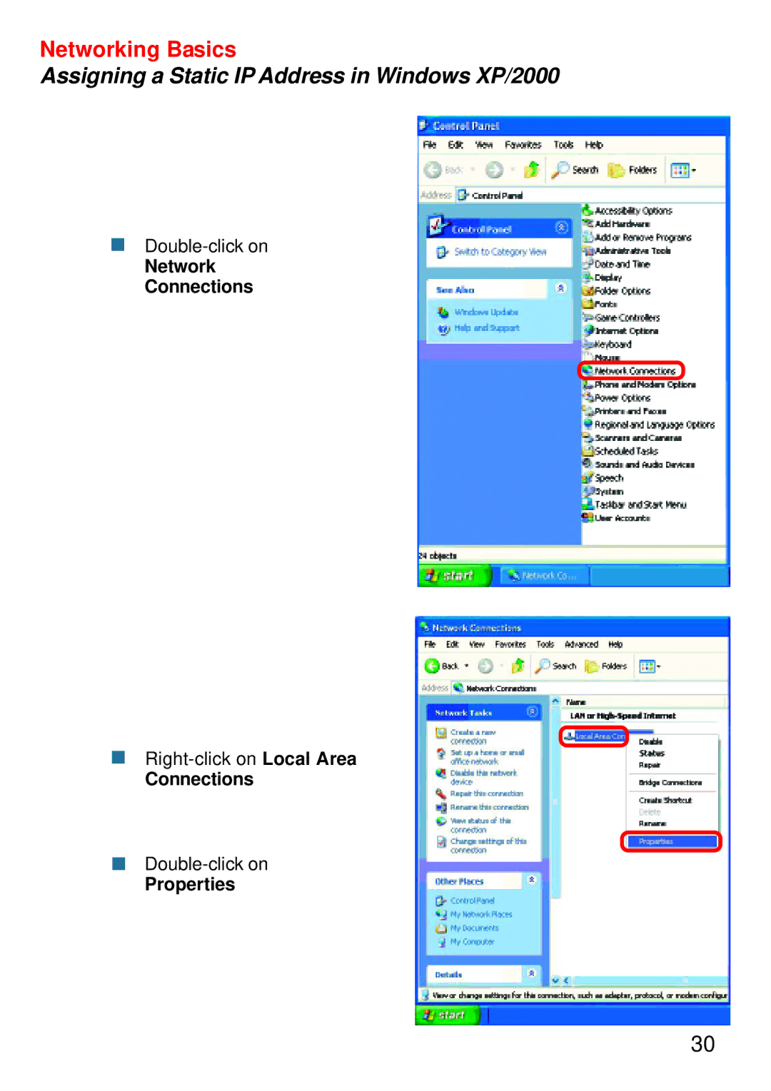 D-Link DWL-G520+ manual Network Connections 