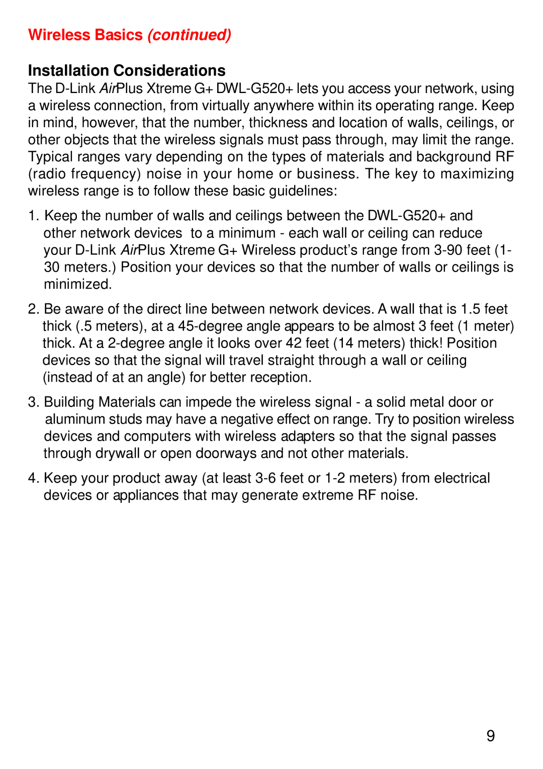 D-Link DWL-G520+ manual Installation Considerations 