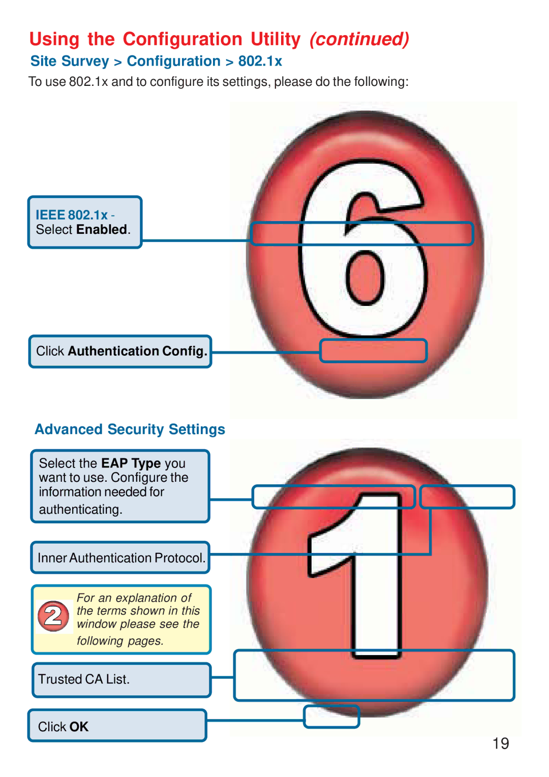 D-Link DWL-G520 manual Site Survey Configuration, Advanced Security Settings 