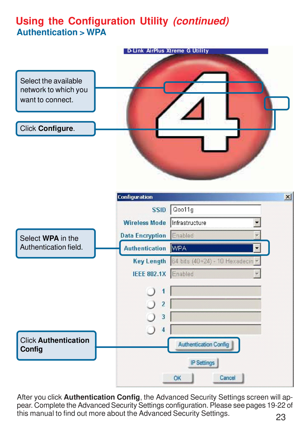 D-Link DWL-G520 manual Authentication WPA 