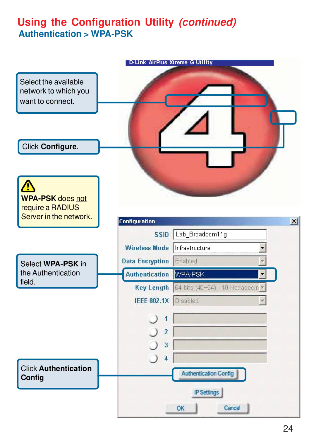 D-Link DWL-G520 manual Authentication WPA-PSK 