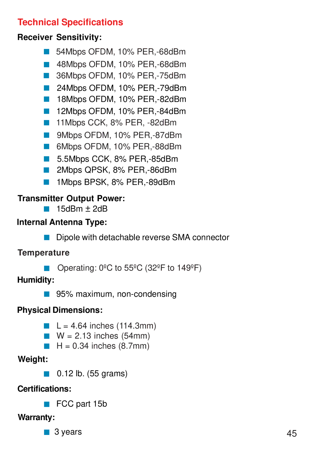 D-Link DWL-G520 manual Technical Specifications 