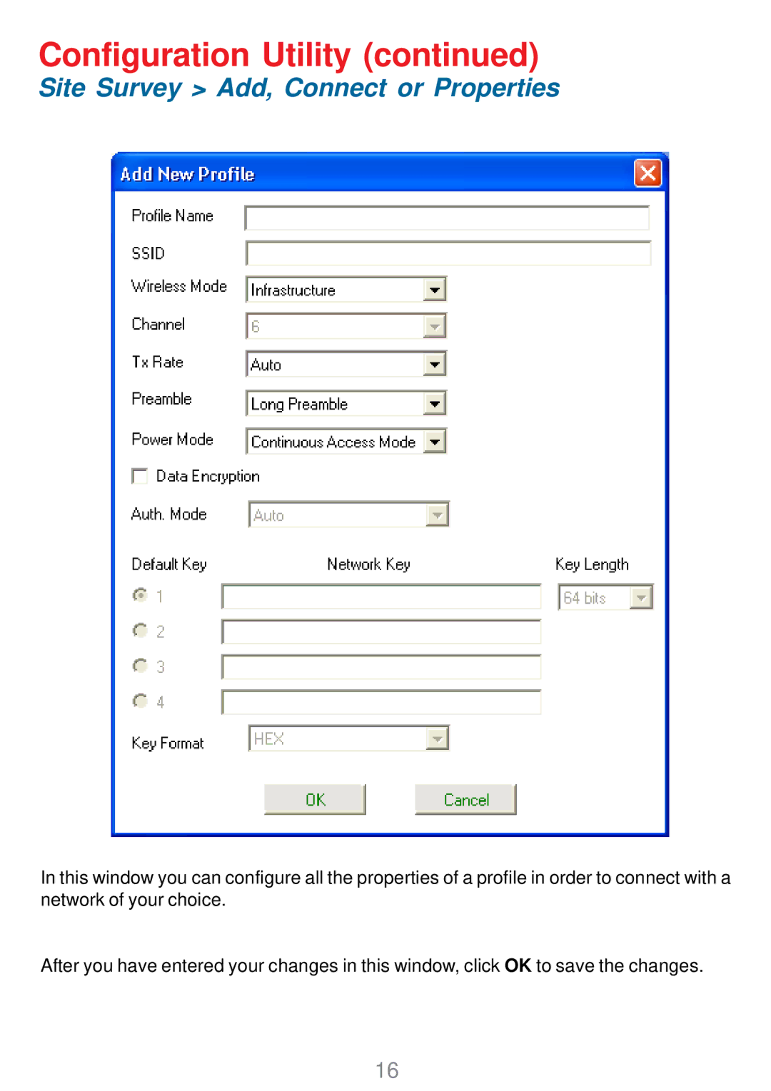 D-Link DWL-G630 manual Site Survey Add, Connect or Properties 