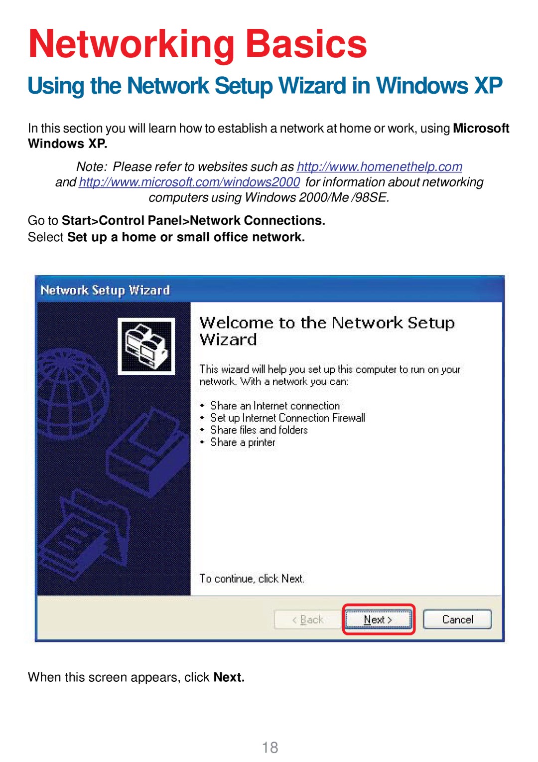 D-Link DWL-G630 manual Networking Basics, Windows XP 