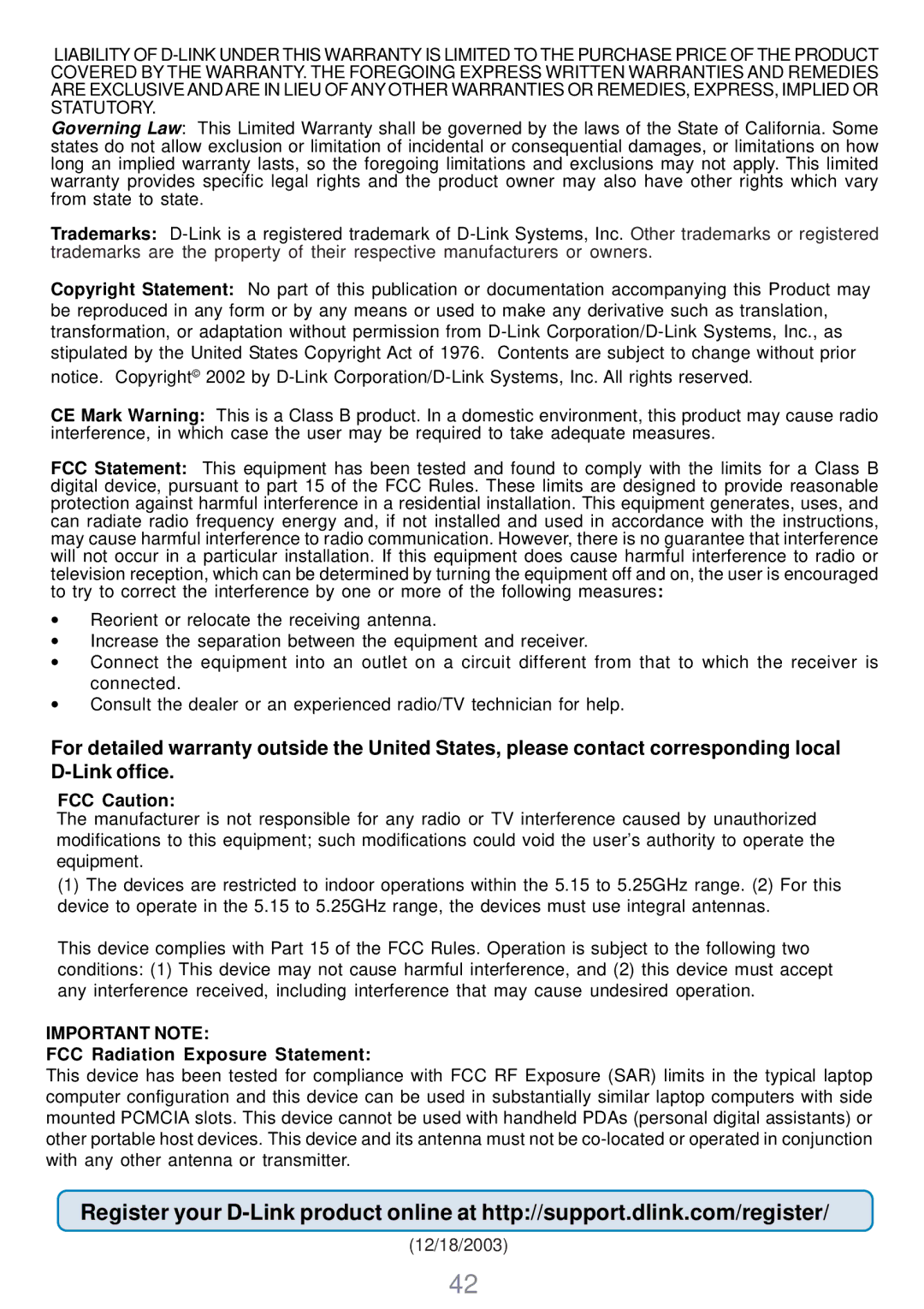 D-Link DWL-G630 manual Important Note 