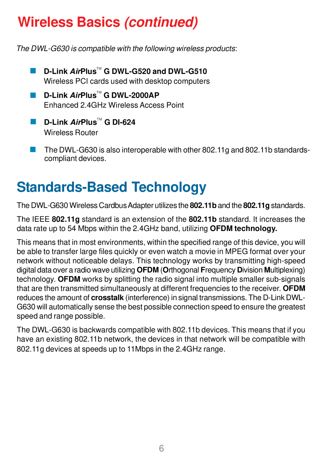 D-Link DWL-G630 manual Wireless Basics, Standards-Based Technology 