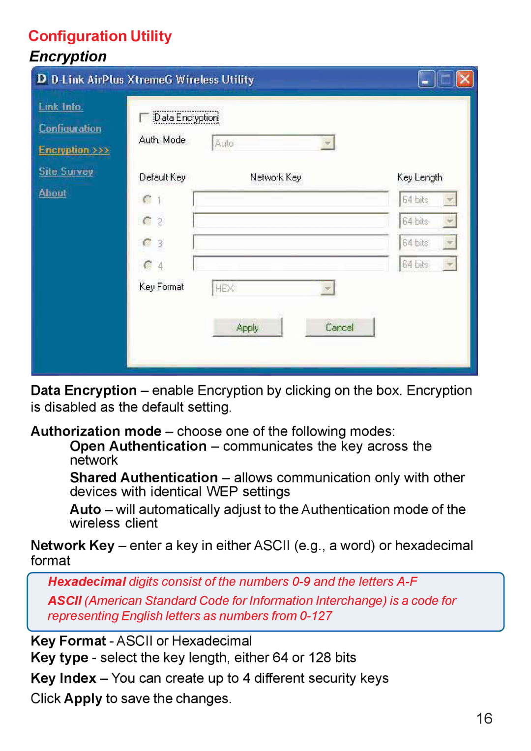 D-Link DWL-G650 manual Encryption 