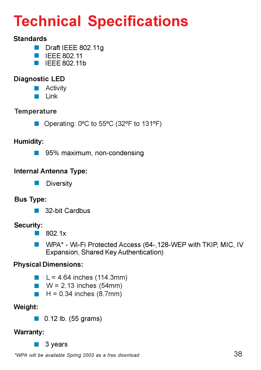 D-Link DWL-G650 manual Technical Specifications 