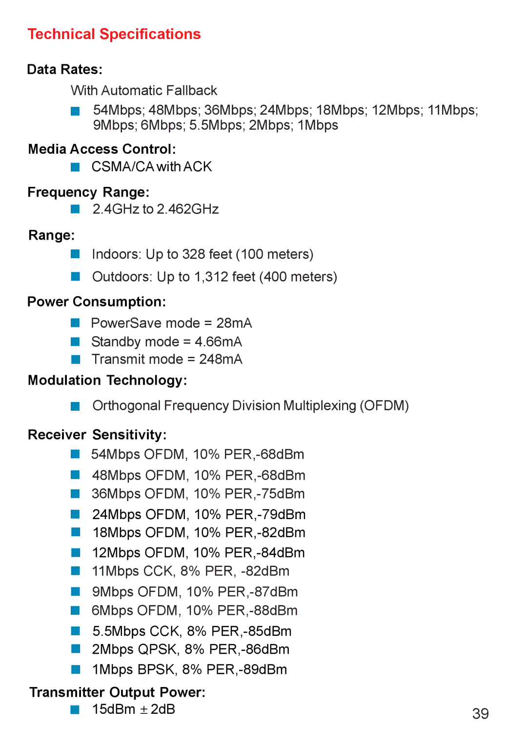 D-Link DWL-G650 manual Technical Specifications 