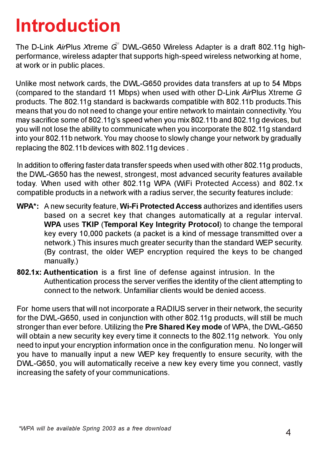 D-Link DWL-G650 manual Introduction 