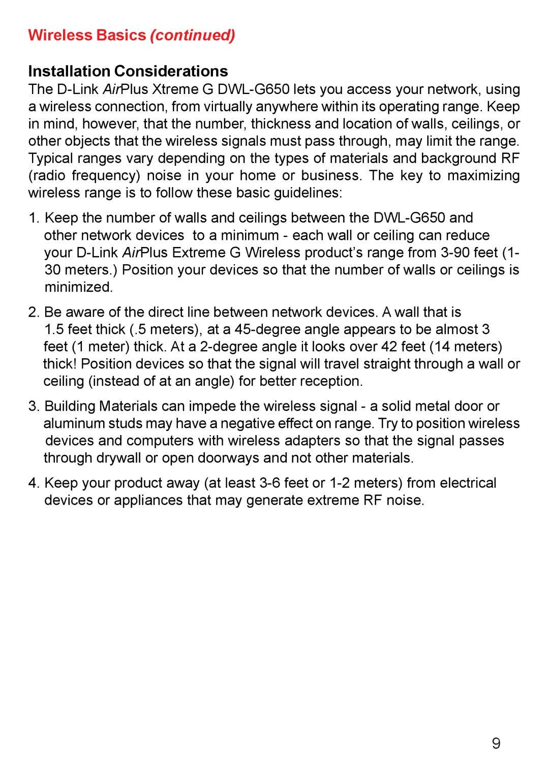 D-Link DWL-G650 manual Installation Considerations 