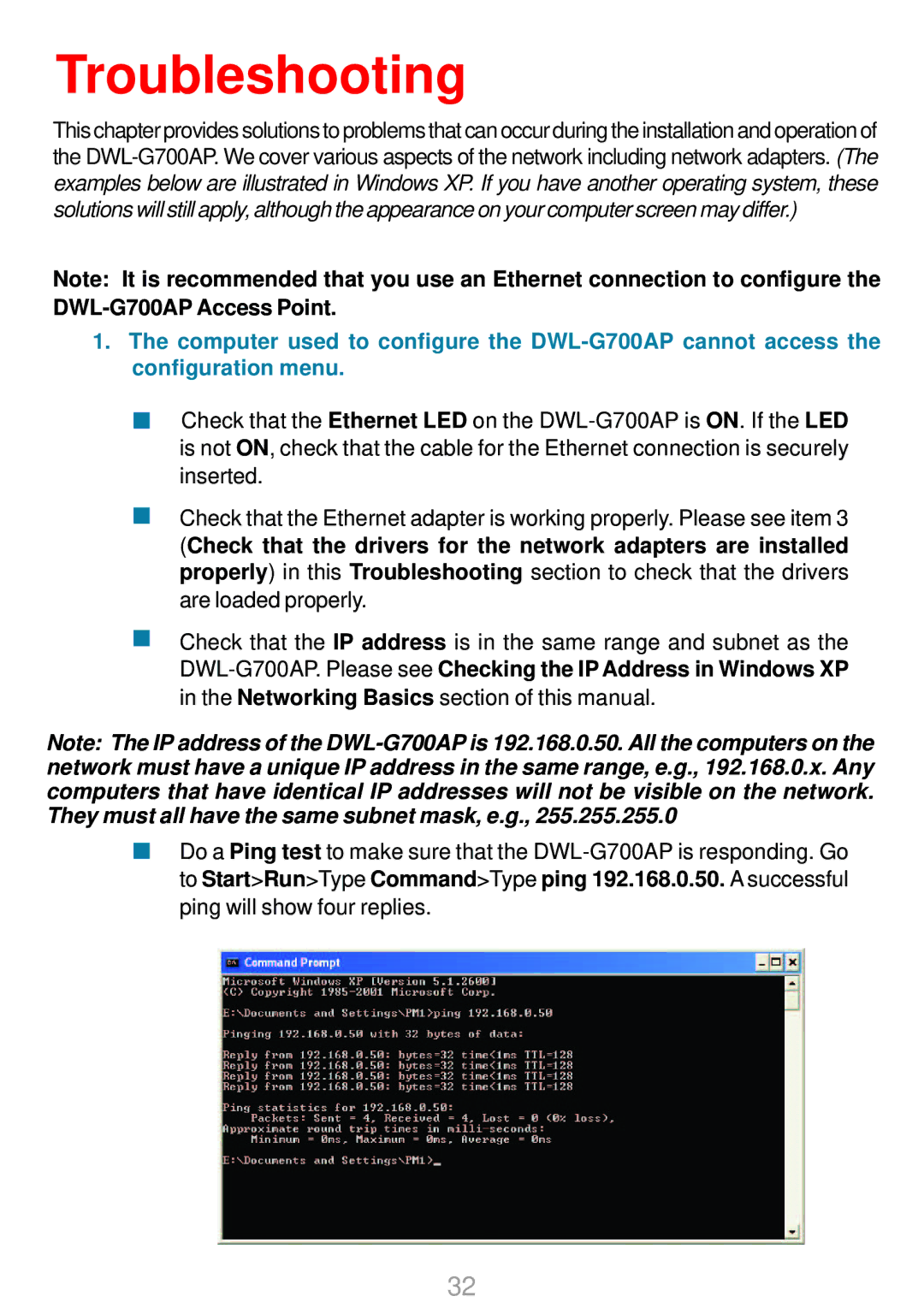 D-Link DWL-G700AP manual Troubleshooting 