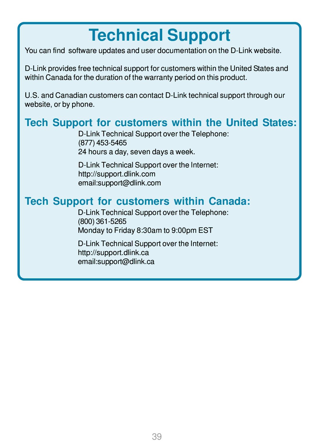 D-Link DWL-G700AP manual Technical Support 