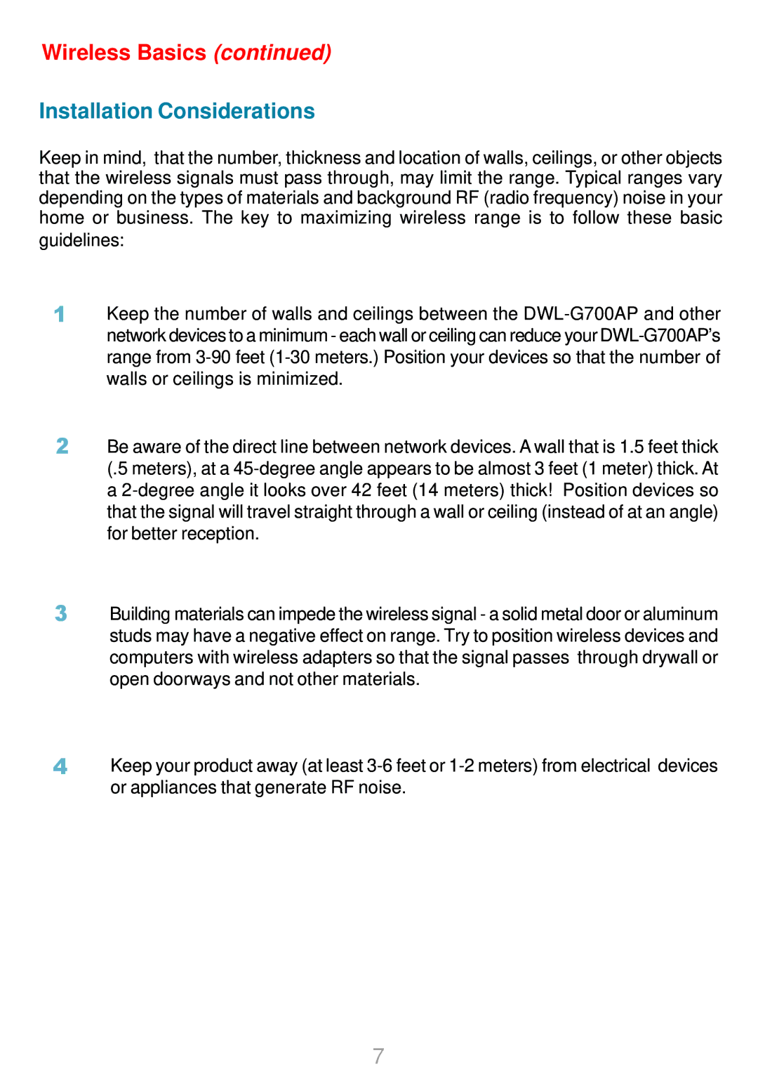 D-Link DWL-G700AP manual Wireless Basics, Installation Considerations 