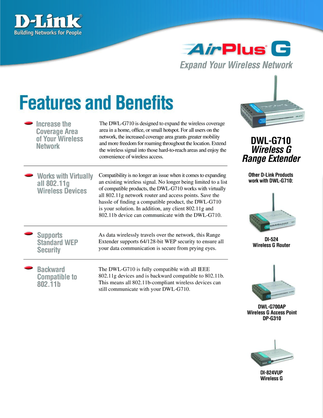 D-Link DWL-G710 manual Expand Your Wireless Network, Wireless G Range Extender 