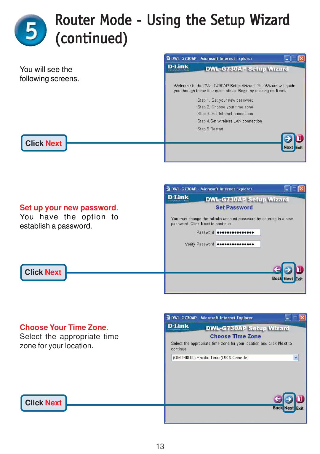 D-Link DWL-G730AP warranty Router Mode Using the Setup Wizard 