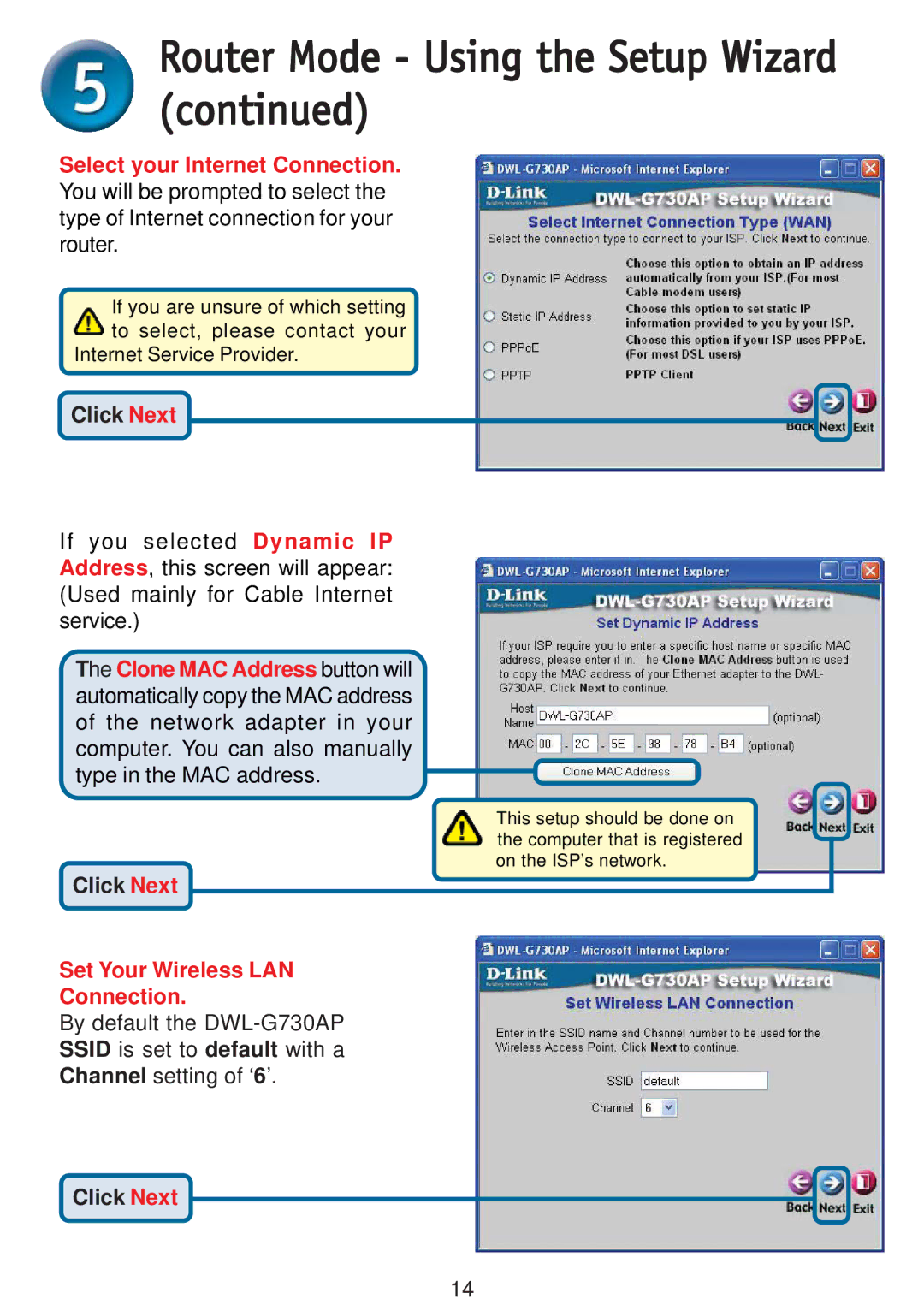 D-Link DWL-G730AP warranty Set Your Wireless LAN Connection 