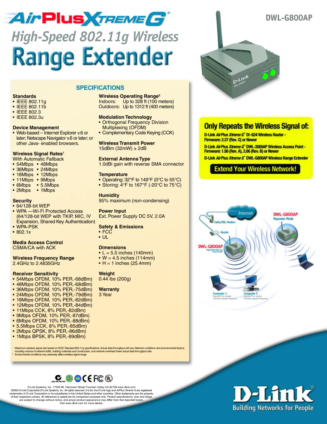 D-Link DWL-G800AP manual High-Speed 802.11g Wireless 