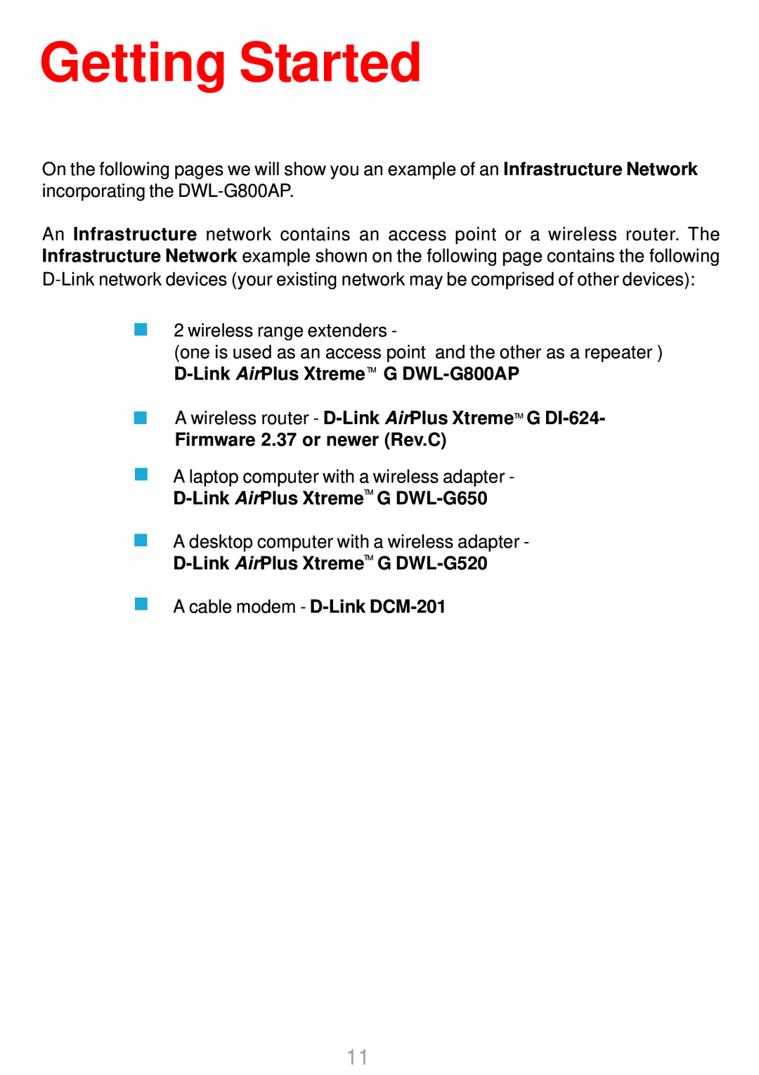 D-Link DWL-G800AP manual Getting Started 