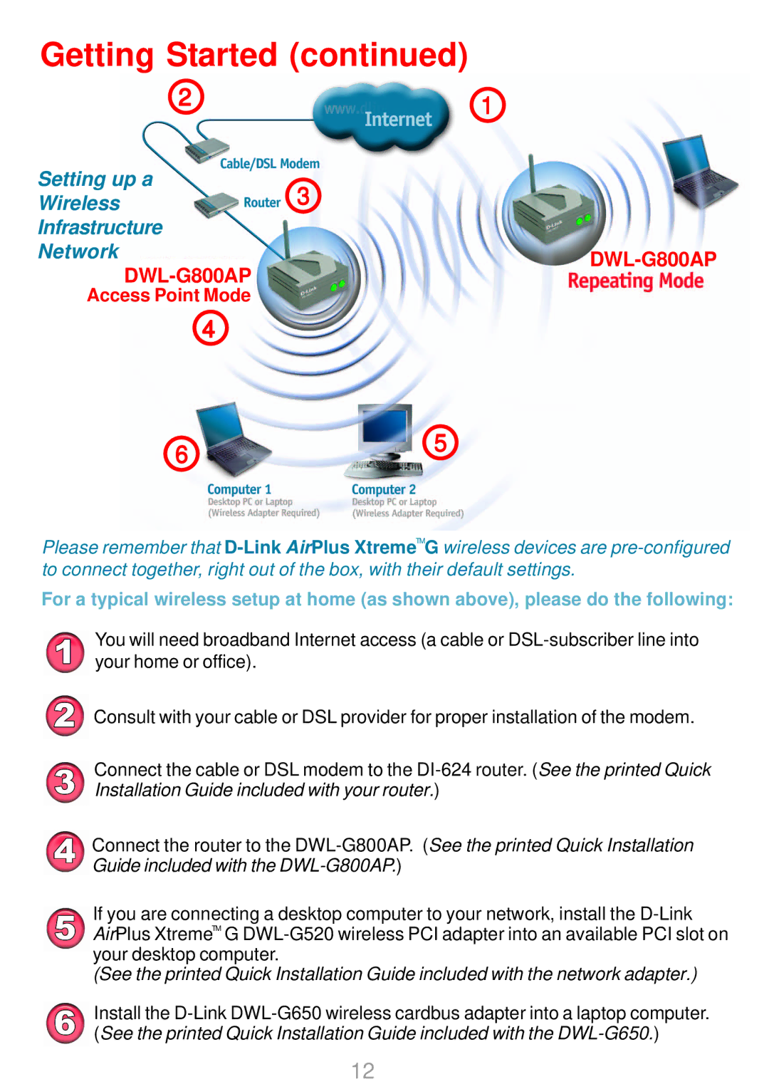 D-Link DWL-G800AP manual Getting Started 