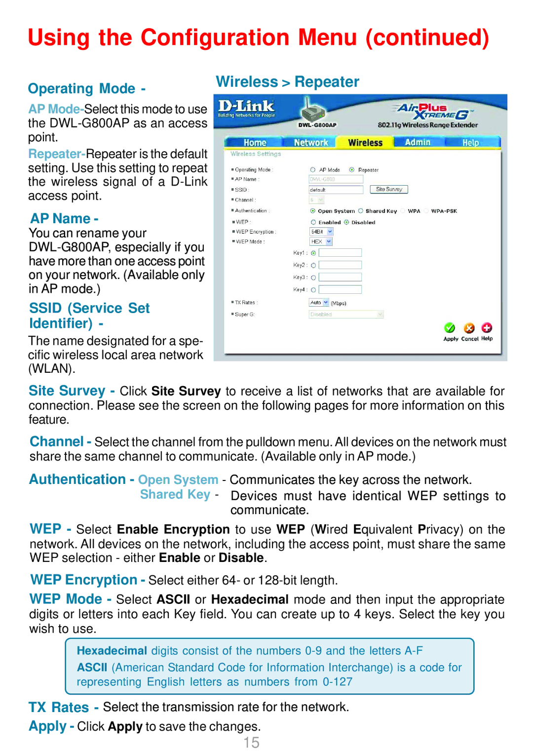 D-Link DWL-G800AP manual Wireless Repeater, AP Name 