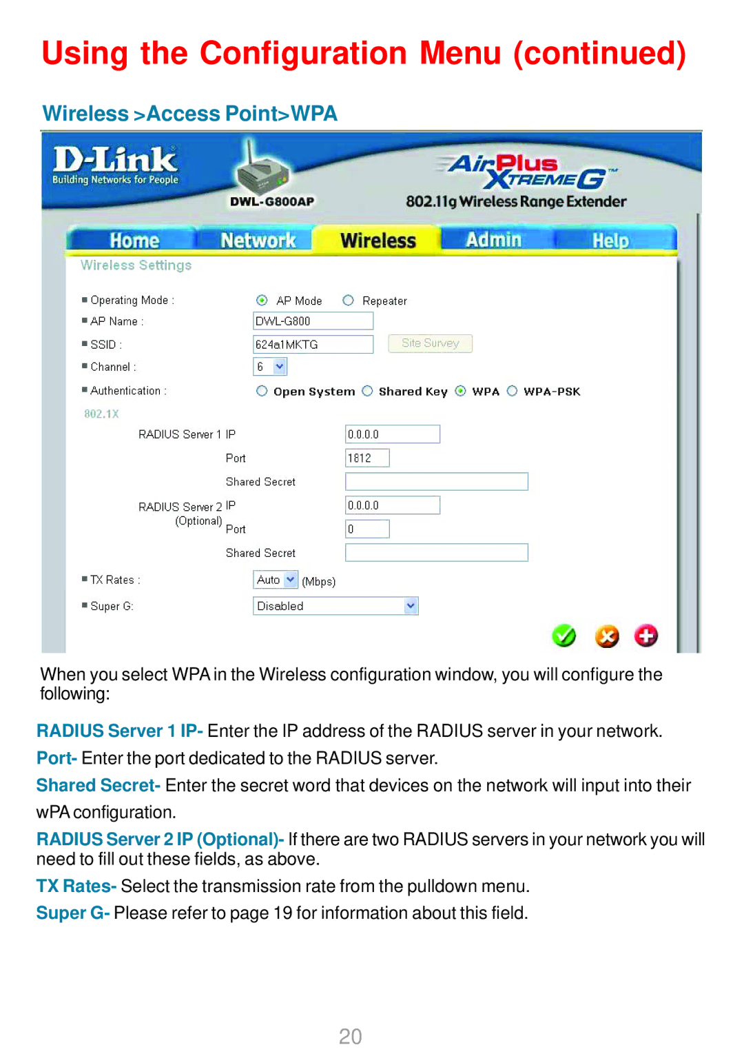 D-Link DWL-G800AP manual Wireless Access PointWPA 